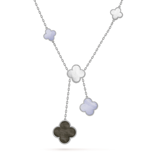 [Clover Jewels]CLOVER MOP CHALCEDONY NECKLACE SILVER 6 MOTIF