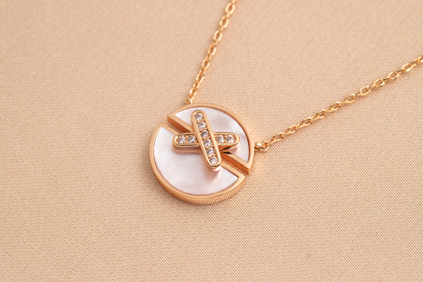 [Clover Jewels]JEUX DE PINK GOLD DIAMOND NECKLACE