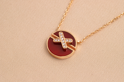 [Clover Jewels]JEUX DE PINK GOLD DIAMOND NECKLACE