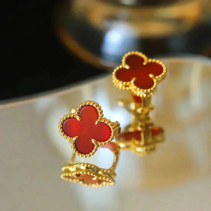 [Clover Jewels]CLOVER MEDIUM 1 MOTIFS CARNELIAN  EARRINGS