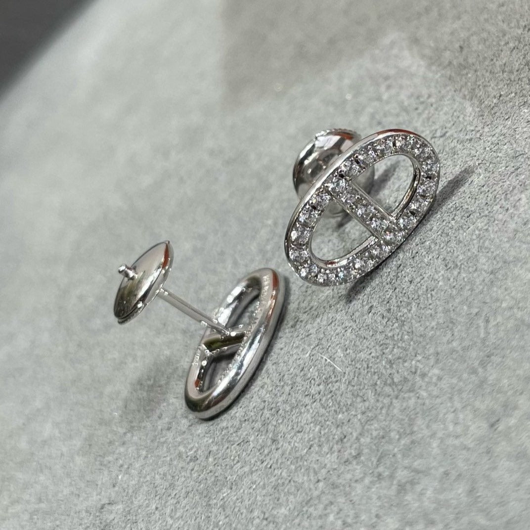 [Clover Jewels]HM FULL DIAMOND PIG NOSE STUD EARRINGS