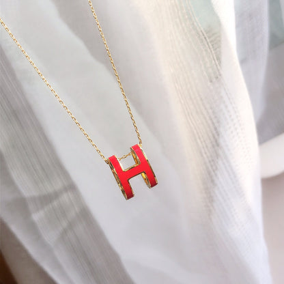 [Clover Jewels]HM CLIC RED ENAMEL GOLD NECKLACE