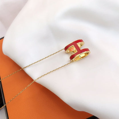 [Clover Jewels]HM CLIC RED ENAMEL GOLD NECKLACE