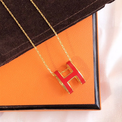 [Clover Jewels]HM CLIC RED ENAMEL GOLD NECKLACE