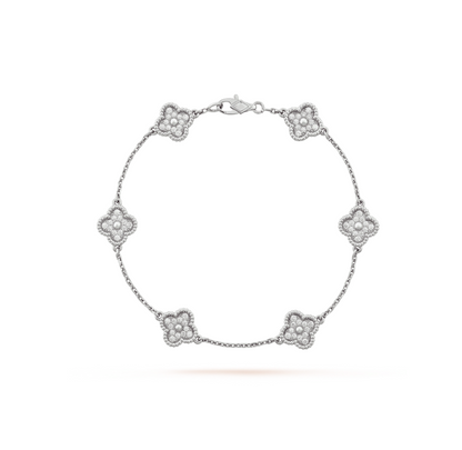 [Clover Jewels]CLOVER 6 MOTIF SILVER DIAMOND BRACELET