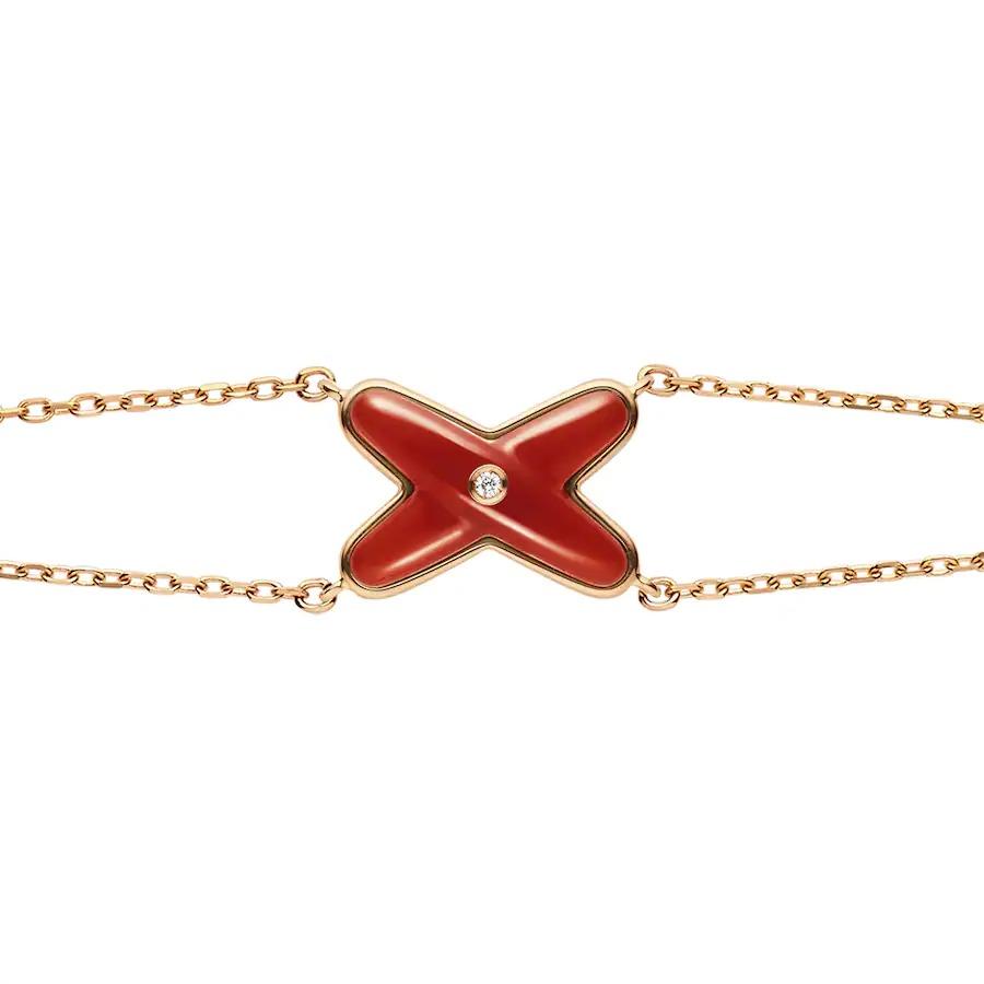 [Clover Jewels]JEUX BRACELET CARNELIAN PINK GOLD 1 DIAMOND