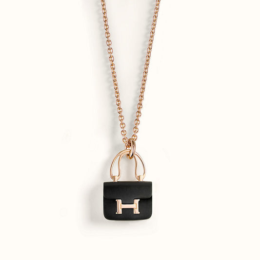 [Clover Jewels]CONSTANCE BLACK PEDANT PINK GOLD NECKLACE