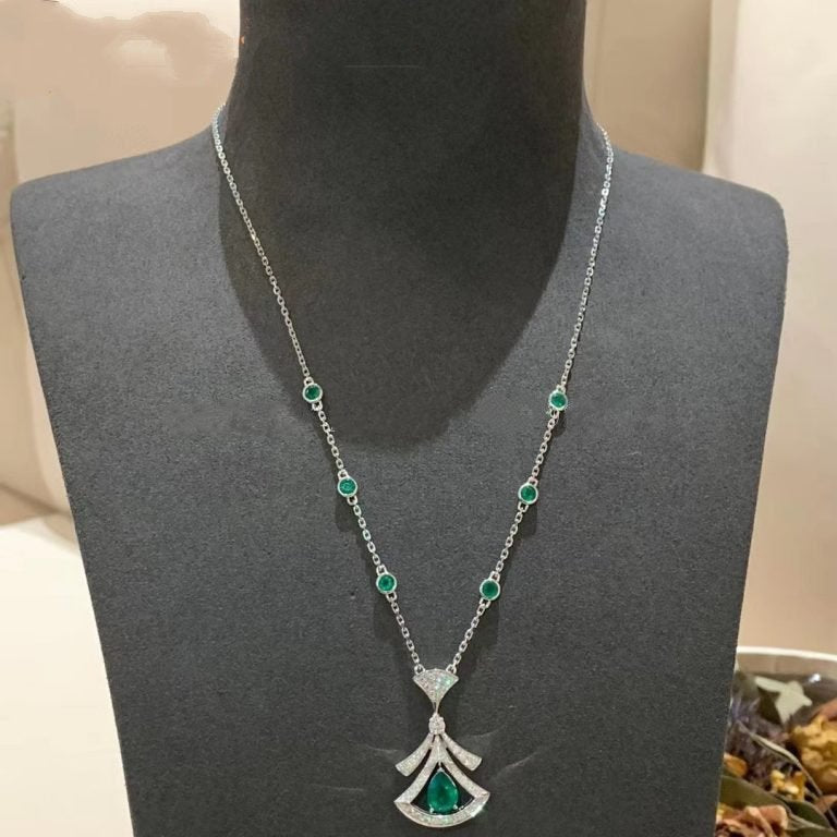 [Clover Jewels]DREAM NECKLACE MALACHITE DIAMOND SILVER