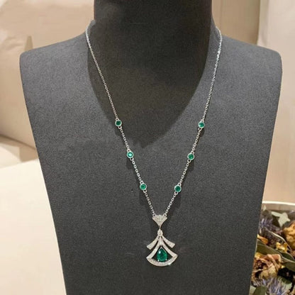 [Clover Jewels]DREAM NECKLACE MALACHITE DIAMOND SILVER