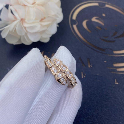 [Clover Jewels]SERPENTI RING PINK GOLD DIAMOND PAVED 4MM