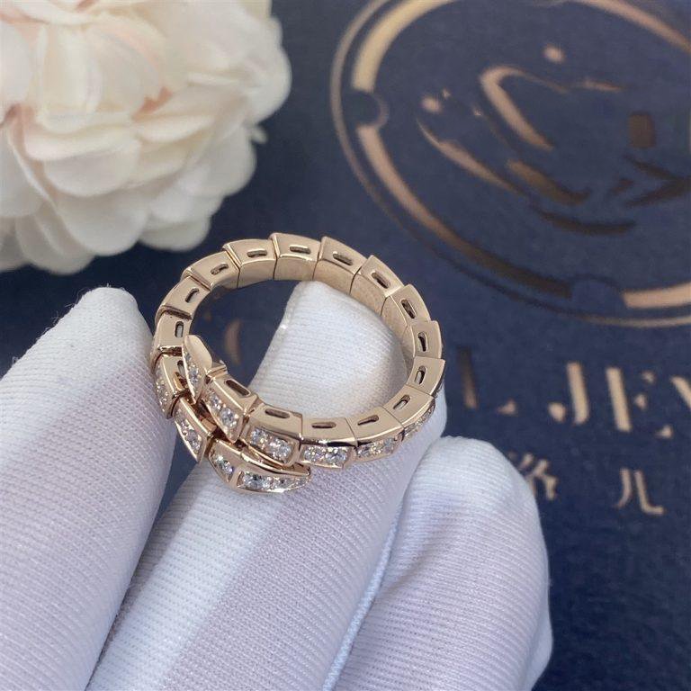 [Clover Jewels]SERPENTI RING PINK GOLD DIAMOND PAVED 4MM