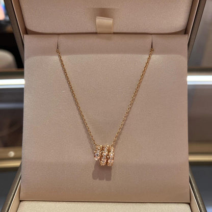 [Clover Jewels]SERPENTI PINK GOLD NECKLACE DOUBLE RING DIAMOND