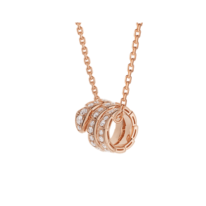 [Clover Jewels]SERPENTI PINK GOLD NECKLACE DOUBLE RING DIAMOND