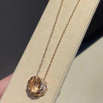 [Clover Jewels]SERPENTI PINK GOLD NECKLACE DOUBLE RING DIAMOND