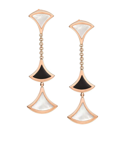 [Clover Jewels]DREAM EARRINGS 3 MOTIFS ONYX MOP PINK GOLD