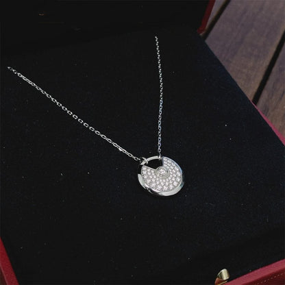 [Clover Jewels]AMULETTE SILVER FULL DIAMOND NECKLACE