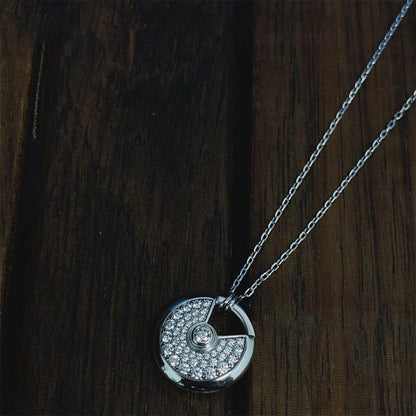 [Clover Jewels]AMULETTE SILVER FULL DIAMOND NECKLACE