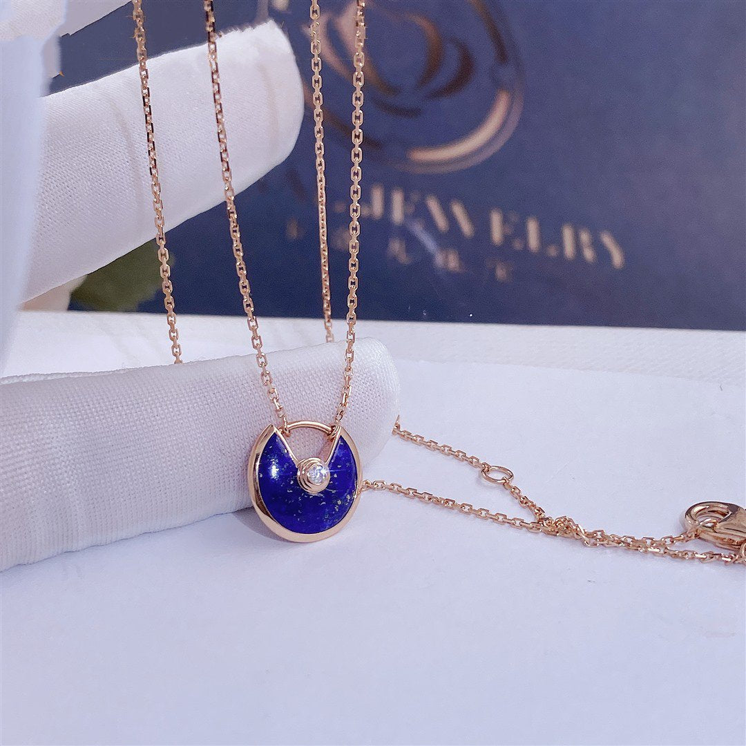 [Clover Jewels]AMULETTE ROSE GOLD AGATE NECKLACE