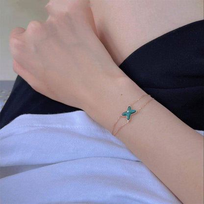 [Clover Jewels]JEUX BRACELET MALACHITE PINK GOLD 1 DIAMOND