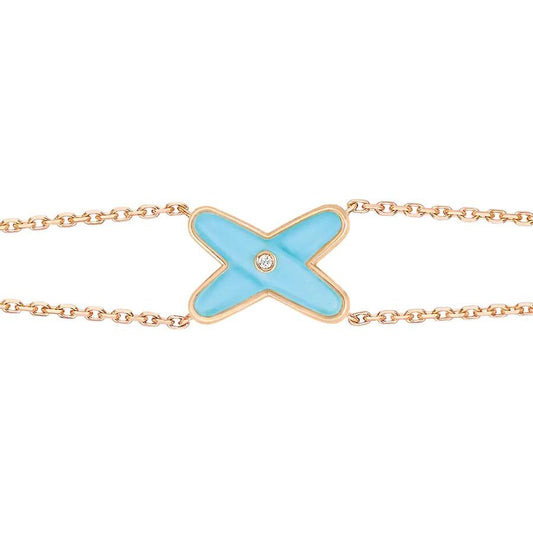 [Clover Jewels]JEUX BRACELET TURQUOISE PINK GOLD 1 DIAMOND