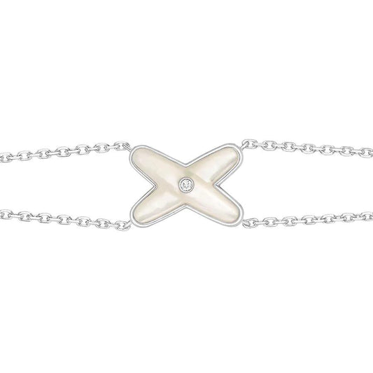 [Clover Jewels]JEUX BRACELET WHITE MOP SILVER 1 DIAMOND