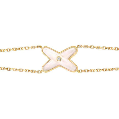 [Clover Jewels]JEUX BRACELET WHITE MOP GOLD 1 DIAMOND