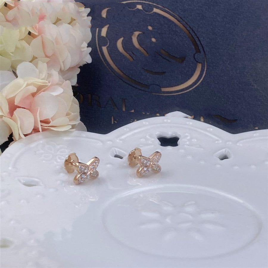 [Clover Jewels]JEUX DE PINK GOLD DIAMOND EARRINGS