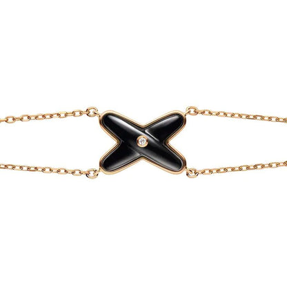 [Clover Jewels]JEUX BRACELET ONYX PINK GOLD 1 DIAMOND