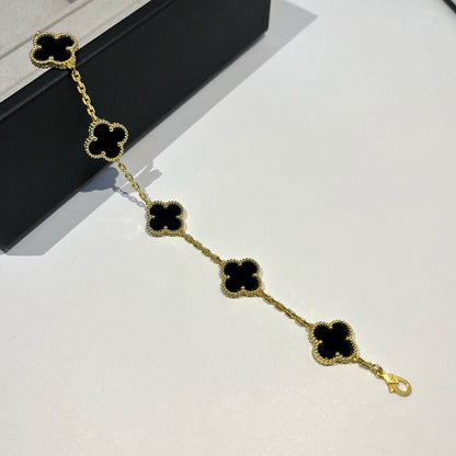 [Clover Jewels]CLOVER  5 MOTIFS BLACK ONYX BRACELET