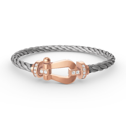 [Clover Jewels]FORCE LARGE HORSESHOE HALF DIAMOND BRACELET ROSE GOLD