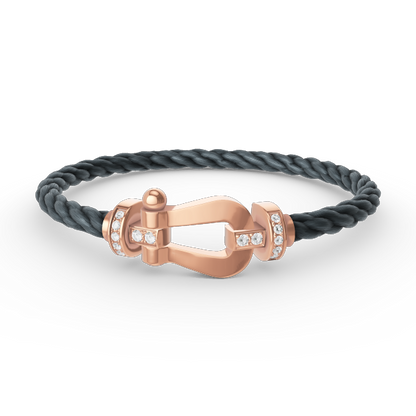 [Clover Jewels]FORCE LARGE HORSESHOE HALF DIAMOND BRACELET ROSE GOLD