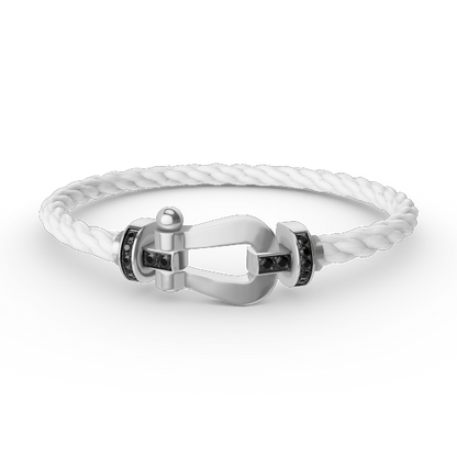 [Clover Jewels]FORCE LARGE HORSESHOE BLACK DIAMOND BRACELET SILVER