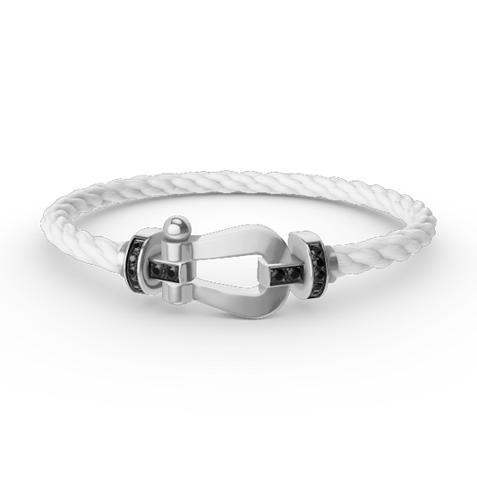 [Clover Jewels]FORCE LARGE HORSESHOE BLACK DIAMOND BRACELET SILVER