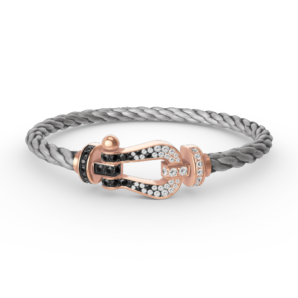 [Clover Jewels]FORCE LARGE HORSESHOE BLACK WHITE DIAMOND BRACELET ROSE GOLD