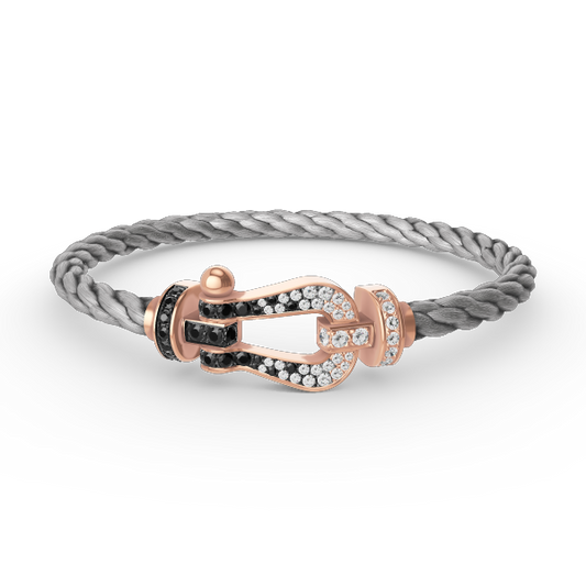 [Clover Jewels]FORCE LARGE HORSESHOE BLACK WHITE DIAMOND BRACELET ROSE GOLD