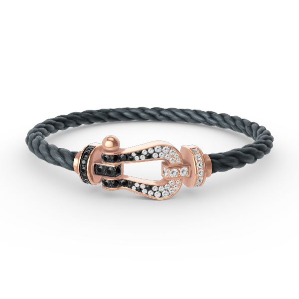 [Clover Jewels]FORCE LARGE HORSESHOE BLACK WHITE DIAMOND BRACELET ROSE GOLD