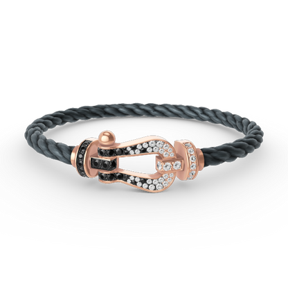 [Clover Jewels]FORCE LARGE HORSESHOE BLACK WHITE DIAMOND BRACELET ROSE GOLD