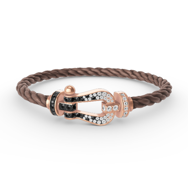 [Clover Jewels]FORCE LARGE HORSESHOE BLACK WHITE DIAMOND BRACELET ROSE GOLD