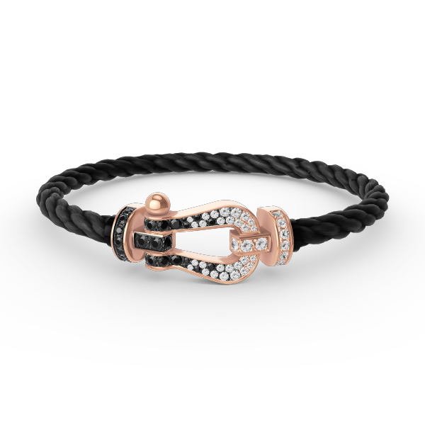 [Clover Jewels]FORCE LARGE HORSESHOE BLACK WHITE DIAMOND BRACELET ROSE GOLD