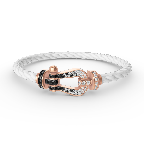 [Clover Jewels]FORCE LARGE HORSESHOE BLACK WHITE DIAMOND BRACELET ROSE GOLD