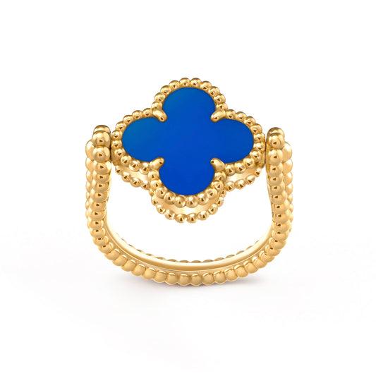 [Jesse Jewelry]CLOVER WENDBARER BLAUER ACHATRING