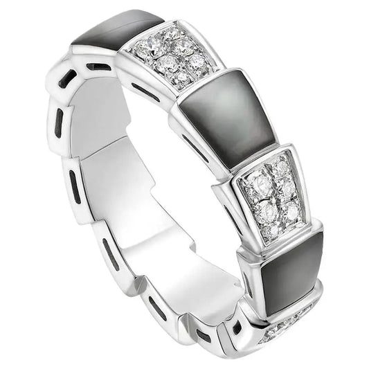 [Clover Jewels]SERPENTI RING SILVER DIAMOND BLACK MOP 4MM