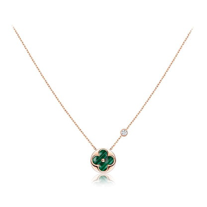 [Clover Jewels]SUN PEDANT PINK GOLD 1 DIAMOND NECKLACE