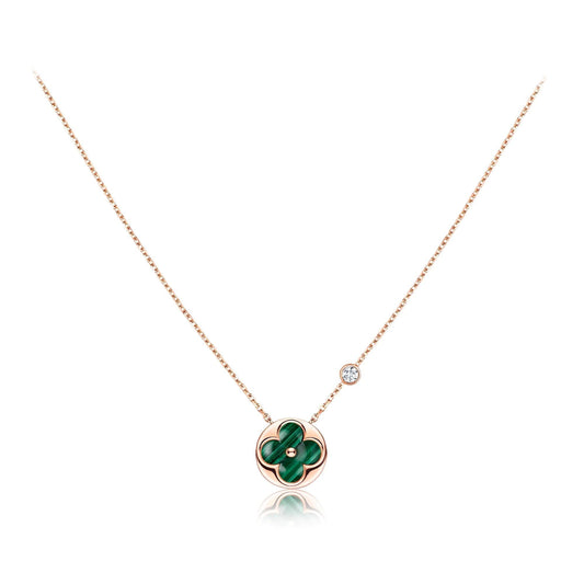 [Clover Jewels]SUN PEDANT PINK GOLD 1 DIAMOND NECKLACE