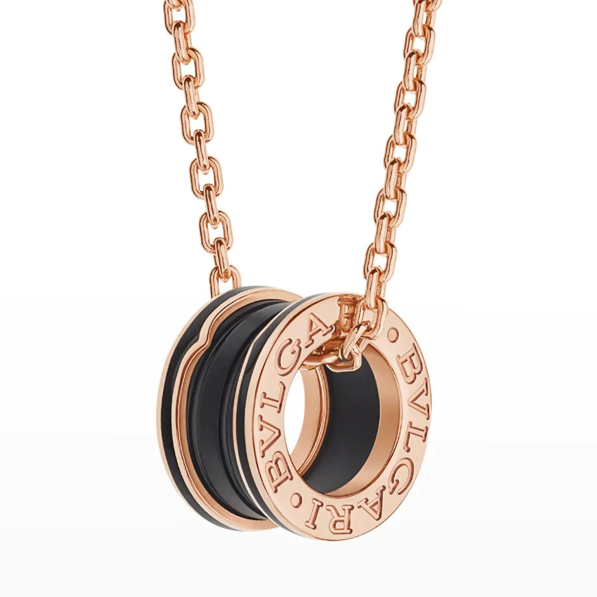 [Clover Jewels]ZERO 1 BLACK CERAMIC PINK GOLD NECKLACE