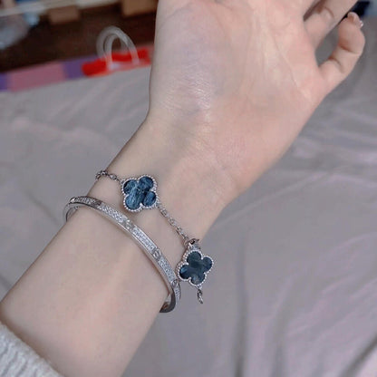 [Clover Jewels]CLOVER 5 MOTIF PIETERSITE SILVER BRACELET