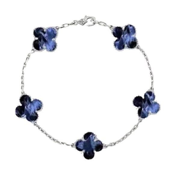 [Clover Jewels]CLOVER 5 MOTIF PIETERSITE SILVER BRACELET