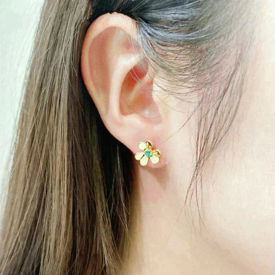 [Clover Jewels]FRIVOLE  FLOWER MALACHITE EARRINGS