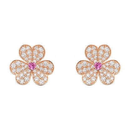 [Clover Jewels]FRIVOLE PINK GOLD FLOWER DIAMOND EARRINGS