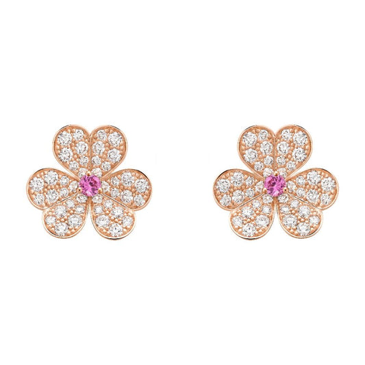 [Clover Jewels]FRIVOLE PINK GOLD FLOWER DIAMOND EARRINGS